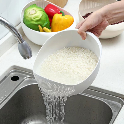 Rice Strainer, 1pc Multi-Functional Kitchen Washing Basket Basin Drain Water Washing Rice Basket