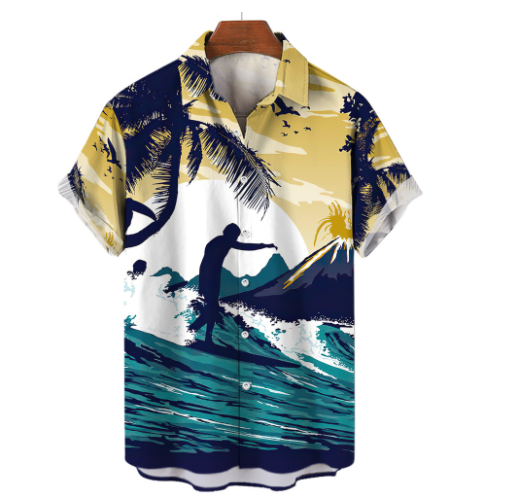 Summer Soft Breathable Hawaiian Shirt For Men Fashion Casual Beach Party Short Sleeve Male Hawaii Shirts Clothing