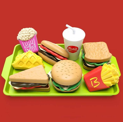 Food Toy Mini Play House Sandwich French Fries Hamburger Simulation Set Assembly DIY Children Toys