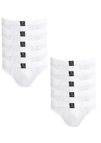 Brute Men's Wide Garter Hipster Briefs - White (set of 5)
