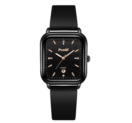POSHI Fashion Square Rubber Ladies Watch Original Quartz Waterproof Watch for Women Sale Now Korean Style Fashion Casual Women F2