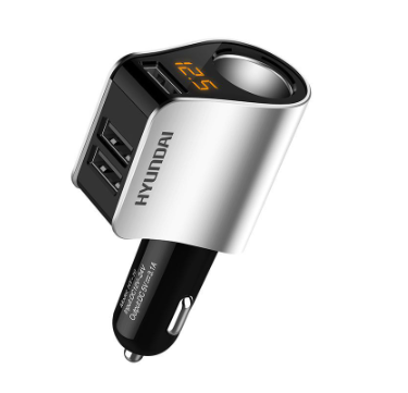 Hyundai Car Charger multi-function USB Adapter Car Electronics cigarette lighter Voltmeter with LED Voltage Detector Screen