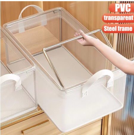Large Pvc Waterproof Clothes Dress Storage Box Organizer Foldable Wardrobe Closet Drawer Organizer