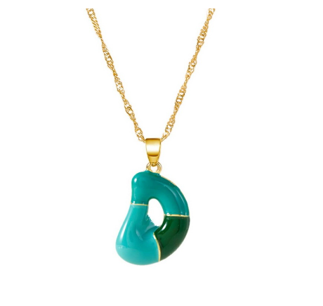 Fashion Simple English Capital A-Z Necklace Colorful 26 Letters Necklaces For Men And Women Jewelry Gifts Drip Oil Summer Letter D