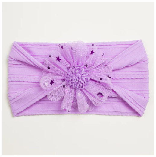 1Pcs Baby Candy Color Flower Seamless Wide Headscarf Baby Nylon Headband Cute Princess Accessories Soft Comfortable HS18
