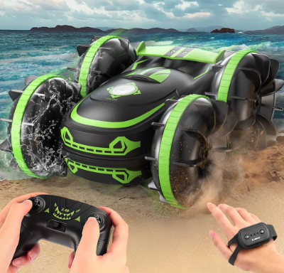 IBliver Amphibious 4Wd RC Car For Kids 2.4 Ghz Remote Control Watch Gesture Sensor Boat Toy Waterproof Monster Truck Stunt 6-12 Years Old Boys Girls All Terrain Truck