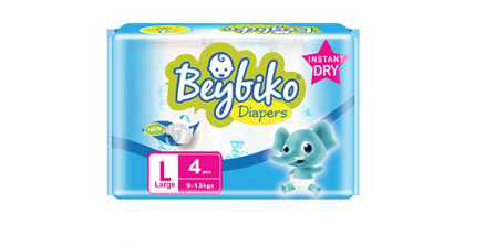 Beybiko Diapers Large (9-13 Kg) - Travel Pack - Taped Diapers  4's
