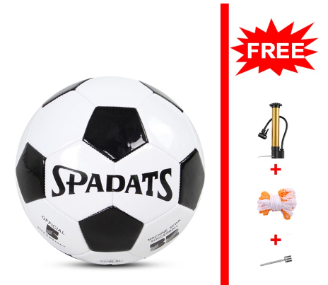 SPADATS Soccer Ball Size 5 FiFA Football Classic Black and White Free Giveaways Pin Net Pump