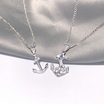Silver Anchor Design Couple Necklace Korean and Japanese Set