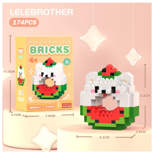 Lboyu Cute Cartoon Donut Building Block Ornaments Compatible with Lego Children's Toys M42