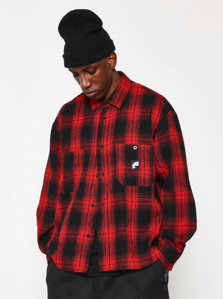 SUMWON Regular Fit Long Sleeve Checkered Shirt