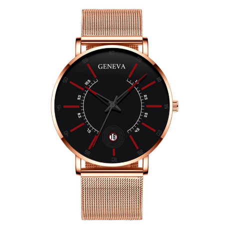 Geneva Luxury Ultra Thin Men's Business Watches Stainless Steel Mesh Belt Analog Quartz Wristwatch M4