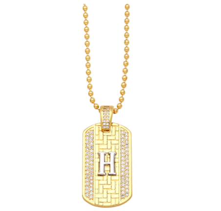 Luxury 18K Gold Plated Stainless Steel Ball Bead Chain 26 Letter Necklace Capital Initial Letter Name Pendant Nameplate Necklace Women H