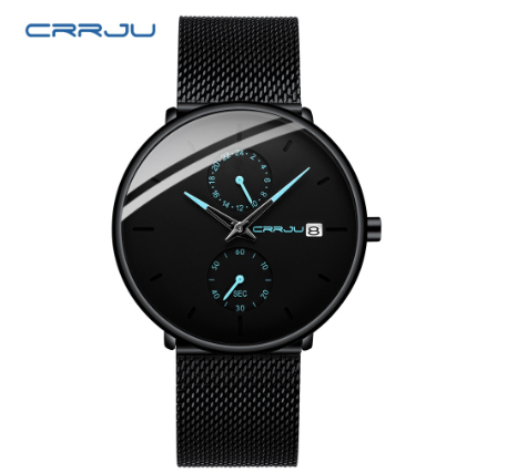 CRRJU Men's Watch Original Brand Multifunctional Fashion Business Analog Quartz Stainless Steel Waterproof 2263 X M012