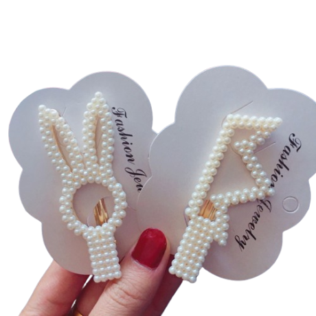 Lovito Women Pearls Hair Clips LNA28002 (Rabbit/Heart/Pearl)