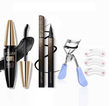 SACE LADY Eye Makeup Set Mascara+Liquid Eyeliner+Eyelash Curler Tools Cosmetics Makeup Set [Waterproof,Long Lasting]