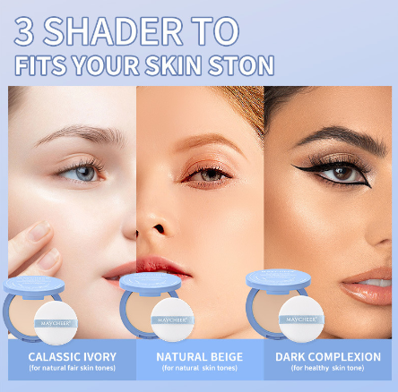 Lamuseland Oil Control Face Powder Matte Waterproof Flawless Setting Powder Compact Face Makeup With Puff Mirror