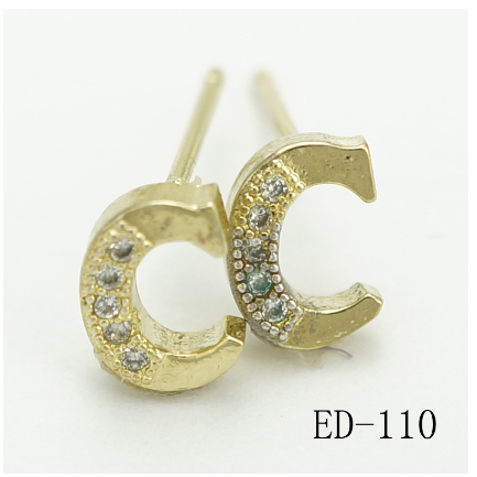 Ins Gold Plated Diamond Earrings Korean letter inlaid Zircon Earrings Fashion Earrings C