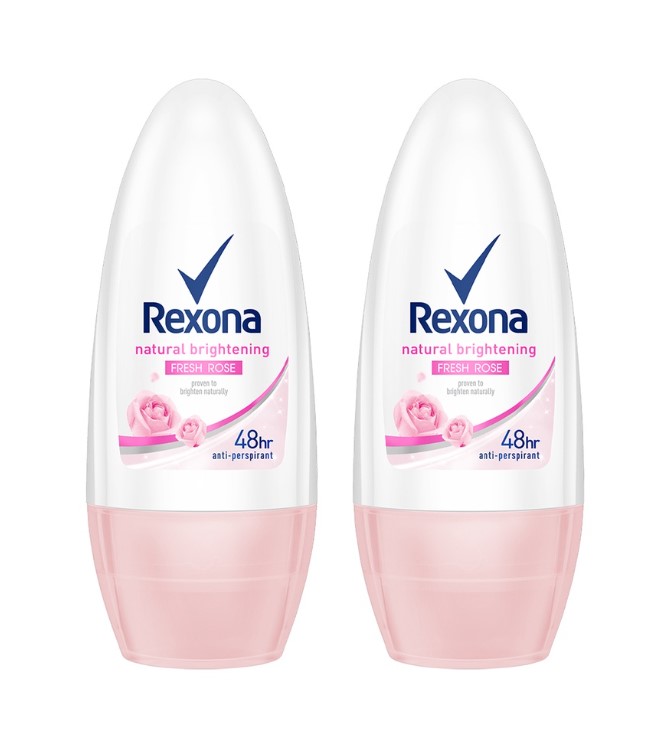 Rexona Natural Brightening Roll On Deodorant Fresh Rose 50ML BUNDLE OF 2