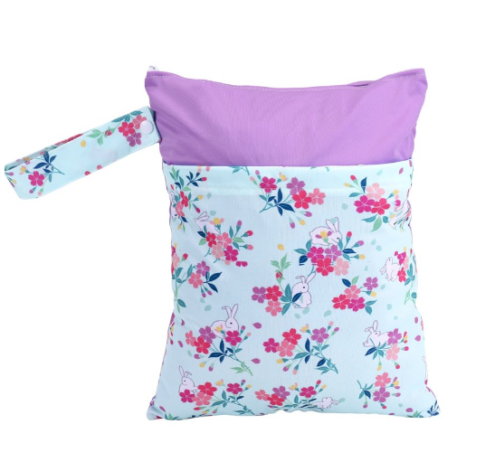 Reusable Waterproof Pattern Double Pocket Diaper Wet Bag DWB15