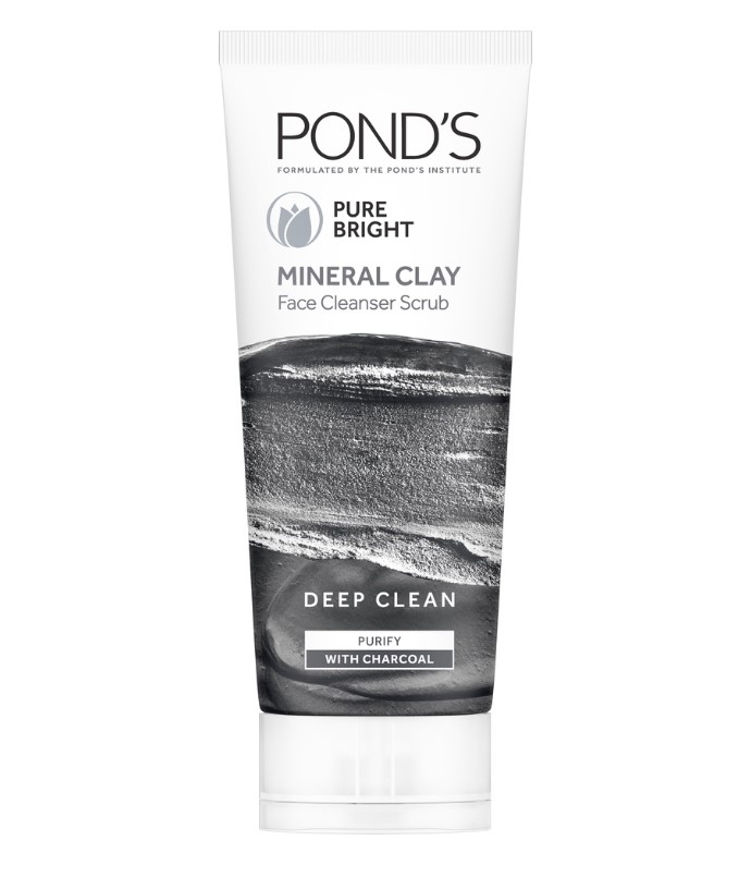 Ponds Pure Bright Mineral Clay Facial Foam with Activated Charcoal for Exfoliating & Detoxing 90G
