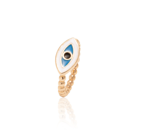 Oil Painting Gold-Plated Devil's Eye Ring Personalized Electroplated Women's Fashion Ring Opening Women's Accessories Jewelry D10