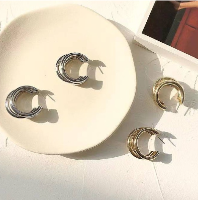 Simple Small Rectangular Hoop Earrings Metal Geometric Oval Hoop Earrings