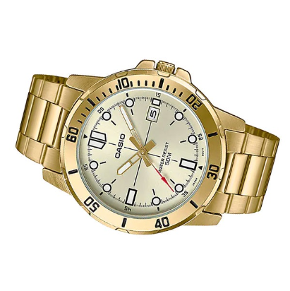 Casio Gold Stainless Steel Strap  Date Display Quartz Watch for Men