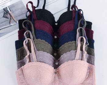 Lovito Women Casual Plain Lace Bow Front Bra LNA41090