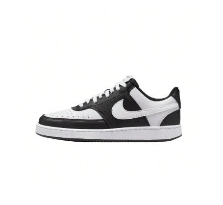 Nike Court Vision Low Leather Casual Sneakers, Unisex, Flexible Fit, Slip-Resistant And Wear-Resistant, Low-Cut, Black And White Panda Theme, DH3158-003