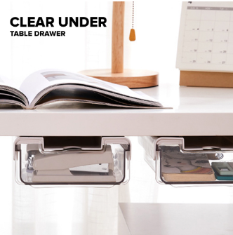 Locaupin Transparent Under Desk Shelf Drawer Office Supplies Storage Vanity Table Hidden Organizer