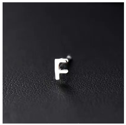 A-Z Initial Letter Stud Earrings for Women Girls Birthday Gift Silver Plated 26 Alphabet Name Ear Piercing Jewelry F