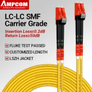 AMPCOM Single Mode Duplex Fiber LC LC Fiber Optic Patch Cable Simplex Duplex 9/125 LC to LC UPC Singlemode Jumper Single Mode