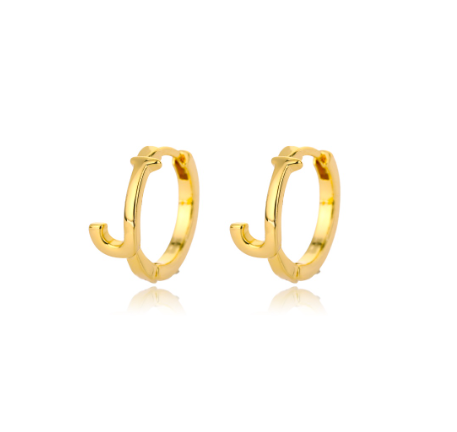 Kaijiang Anting-anting Initial Letter Hoop Earrings For Women A-Z Letter Piercing Stainless Steel Earring Korean Fashion Jewelry J