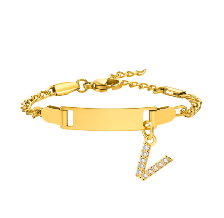 Vnox Baby Name Bracelet with Letter Pendant,Toddler Child ID Bracelet Girl Boy Birthday Gift V
