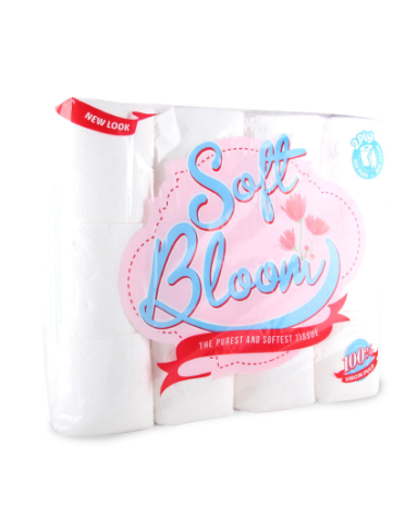 Soft Bloom Bathroom Tissue 2 Ply 150 Pulls x 12 Rolls - Tissue Napkin Toilet Paper
