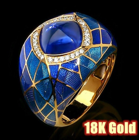 Female Sapphire Ring Zirconium Diamond Alloy Ring Engagement Wedding Party Gemstone Ring Jewelry