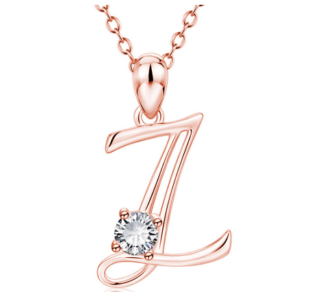 26 Letter Rose Gold Necklace Pendant Classic Fashion Men's and Women's Letter Diamond Necklace Jewelry Wholesale Z