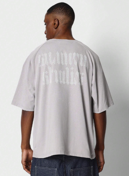 SUMWON Washed Raglan Tee With Back Graphic Print