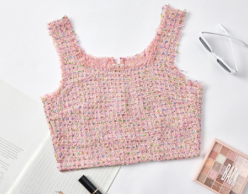 Lovito Women Casual Plain Raw Hem Tank Top LNE30055 (Pink)