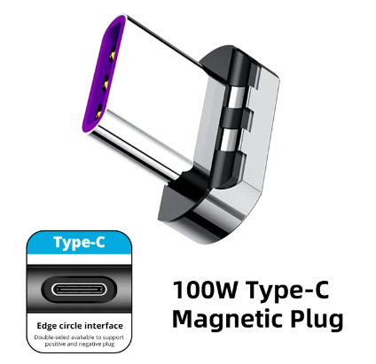 120W USB C To Type C Magnetic Adapter for Macbook Fast Charge Usb Type C Magnet Converter Magnetic Cable Right Angle Connector