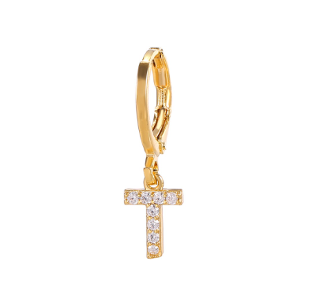 A-Z Letter Earrings Fashion Gold Plated Hoop Drop Earrings Diamond Stud Earrings Women's Jewelry T