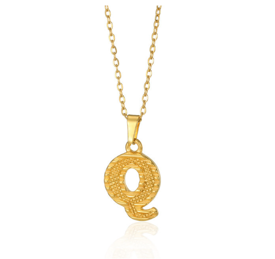 Stainless Steel Capital Initial Letter Necklaces For Women A-Z Alphabet Pendant Necklace Q