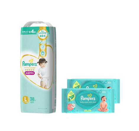 Pampers Premium Care Pants Diapers Large 38s + Wipes 144s Bundle - 9-14kg