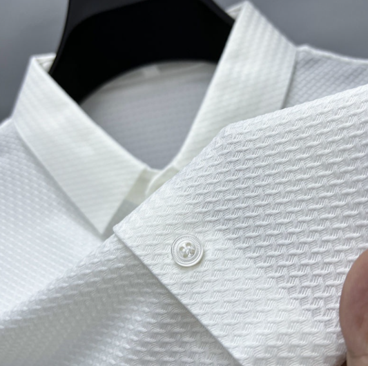 Men's Shirt Ice Silk Shirt T-shirt Men's Short Sleeve Shirt Thin Dress Polo Collar Korean Shirt Business Casual Fashion Men's Wear