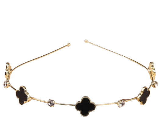 Lovito Women Casual Floral Flowers Rhinestone Headband LFA05093 (Gold)