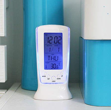 LED Digital Alarm Clock with Blue Backlight Electronic Calendar Thermometer Gift