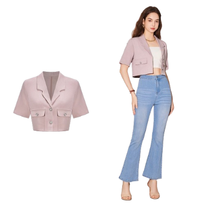 Lovito Women Pocket Blazer L59ED078 (Pink)