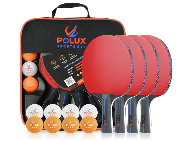 Ping Pong Paddles Set of 4 Rackets, 8 Balls & 1 Carrying Case. This Remarkable Table Tennis Set is The Perfect Solution for 4-Player and 2-Player Indoor and Outdoor Tournaments and Recreational Games