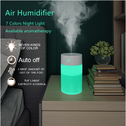 260ML Mini Humidifier Air Purifier Diffuser Humidifer for Aroma in Home Office Car Night Light LED